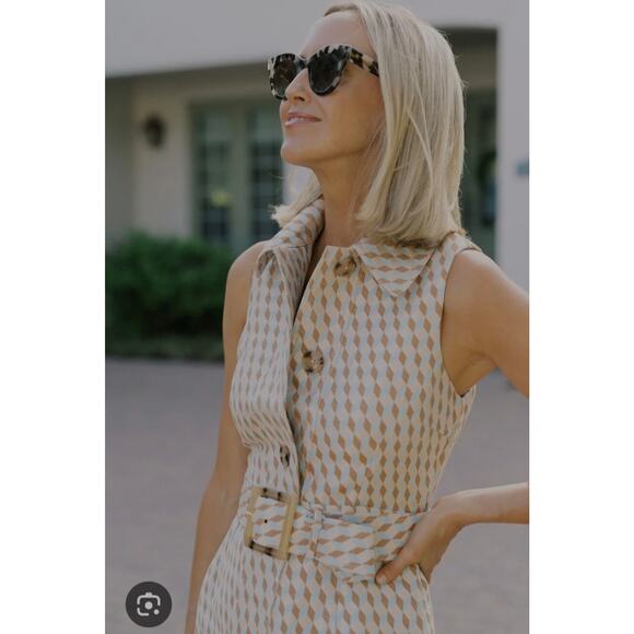 TUCKERNUCK Blue Brown Geo Ocean Spray Sleeveless Cheyenne NWT Size XXS - Picture 9 of 12